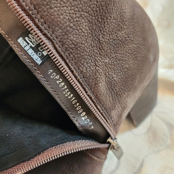 Ecco Boots 40 US 9/9.5 Brown Leather Fringe Ankle Zip Heel Western Boho Prairie - Picture 10 of 14